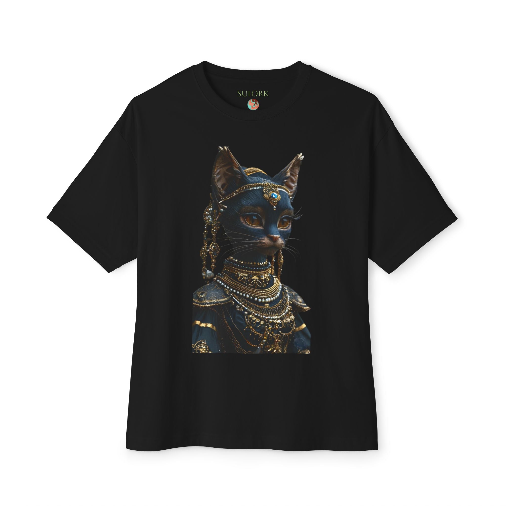 Egyptian Cat Goddess Bust Tee | Anubis Bastet Inspired Cat Portrait Shirt