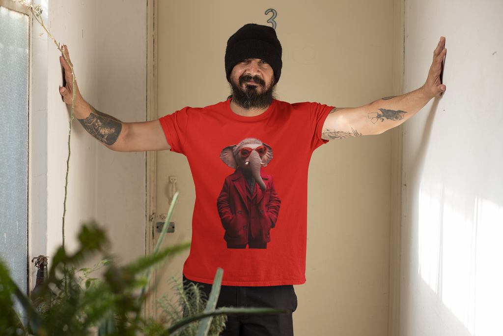 Elephant in Red Coat T-Shirt | Cool Animal Illustration