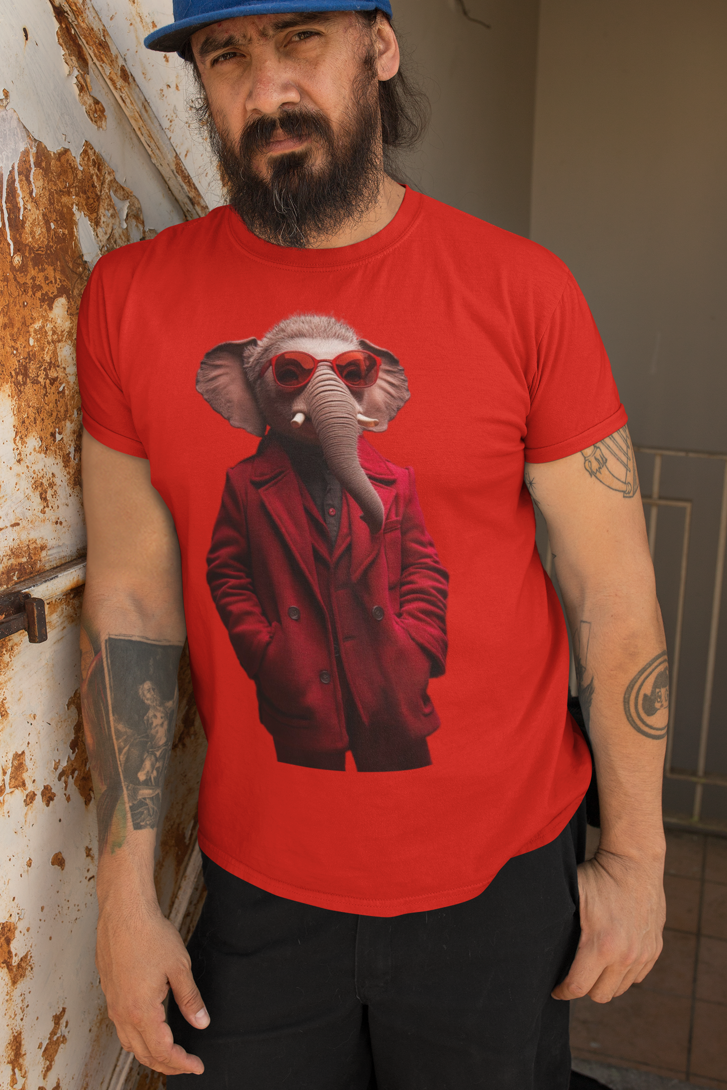 Elephant in Red Coat T-Shirt | Cool Animal Illustration